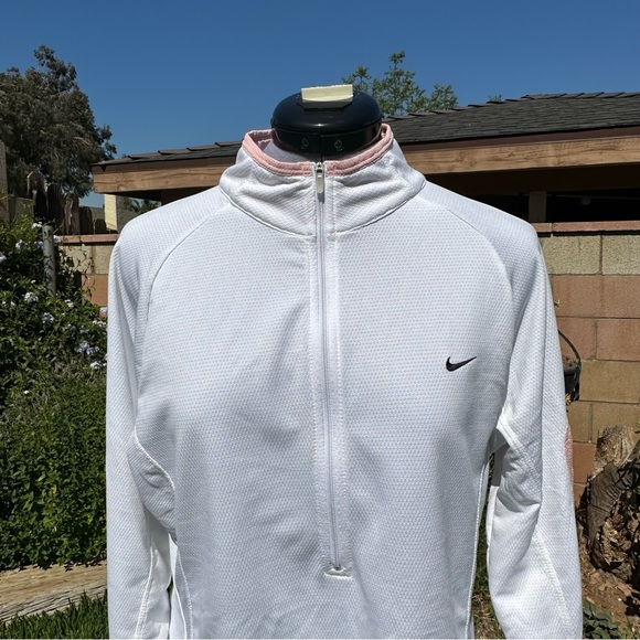 Nike Size XL Pink and White Zip Up Workout Long Sleeve - Picture 2 of 7